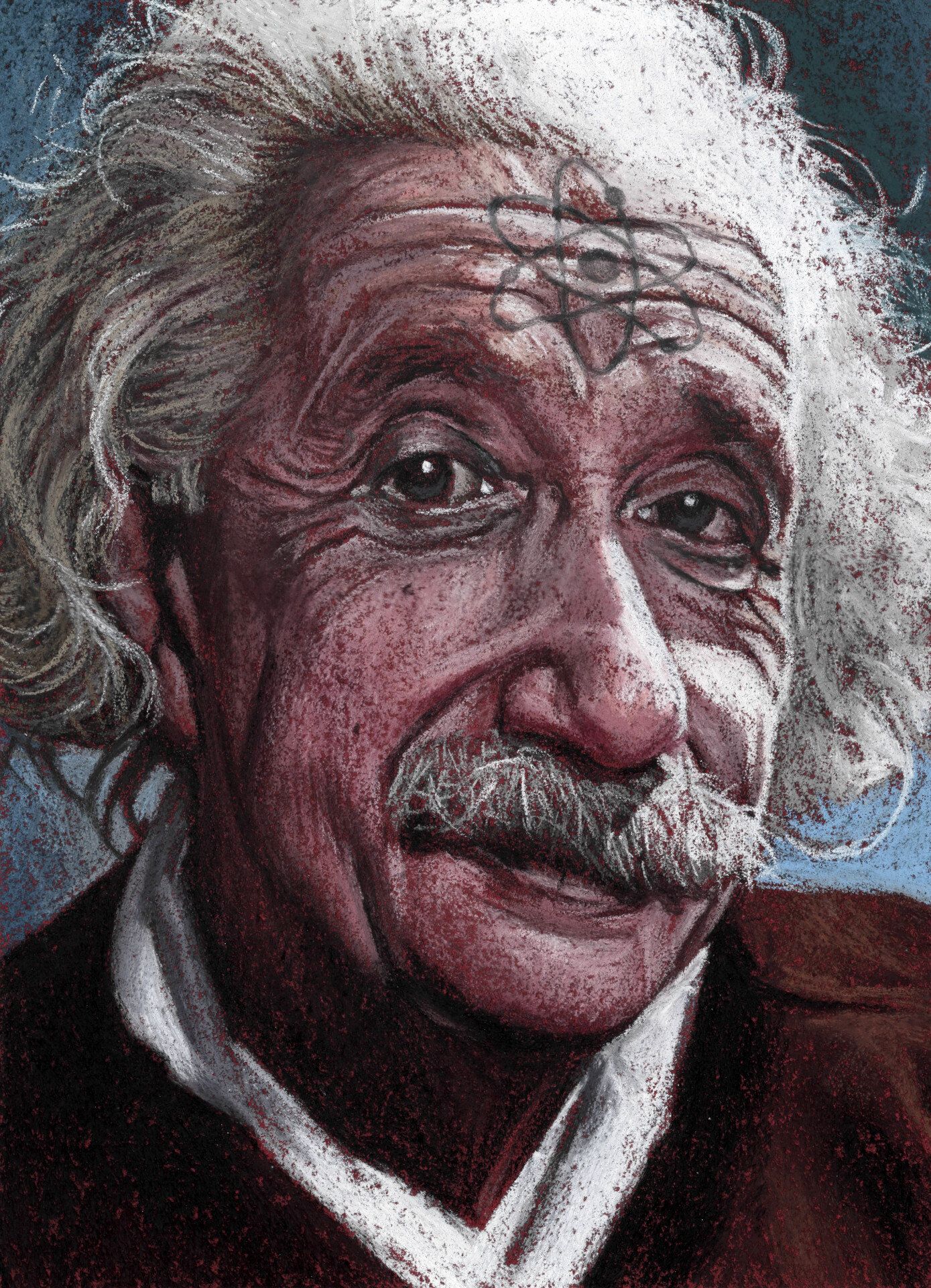 Atom Einstein — Soft pastel on paper by Cias