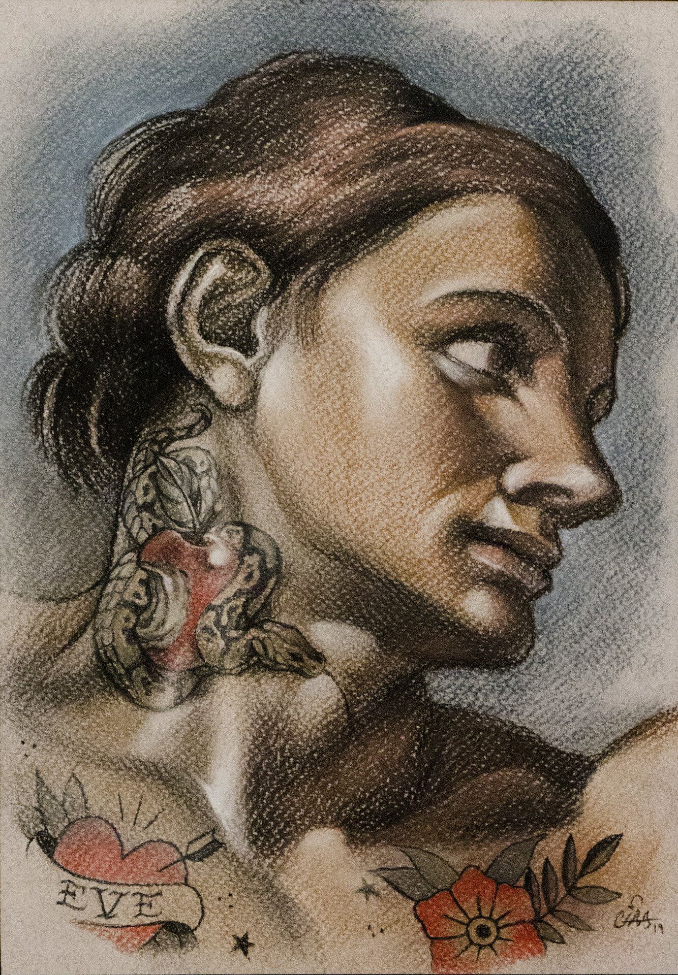 Head of Adam — Soft pastel on paper by Cias