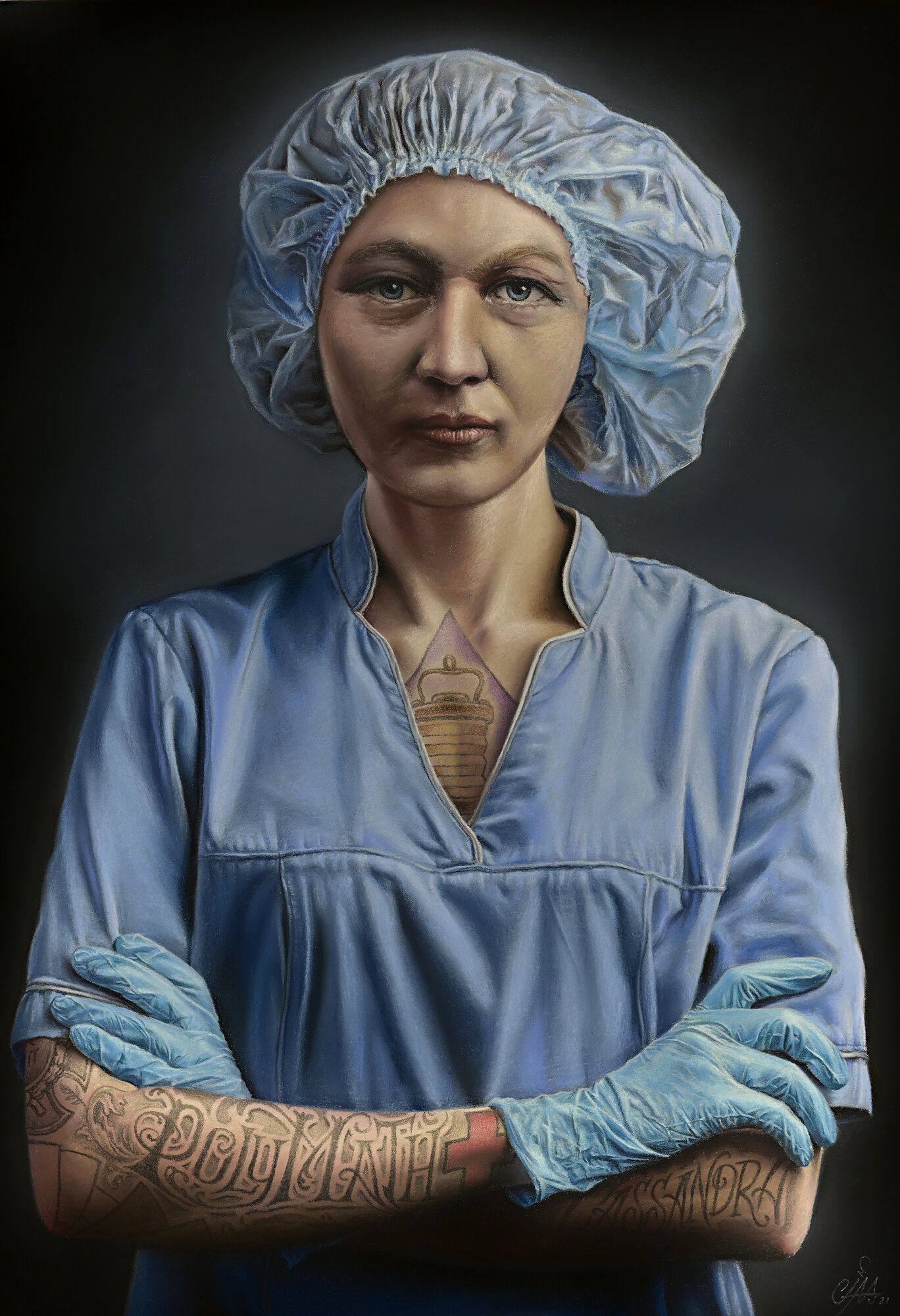 Lady With The Lamp — Soft pastel on paper by Cias