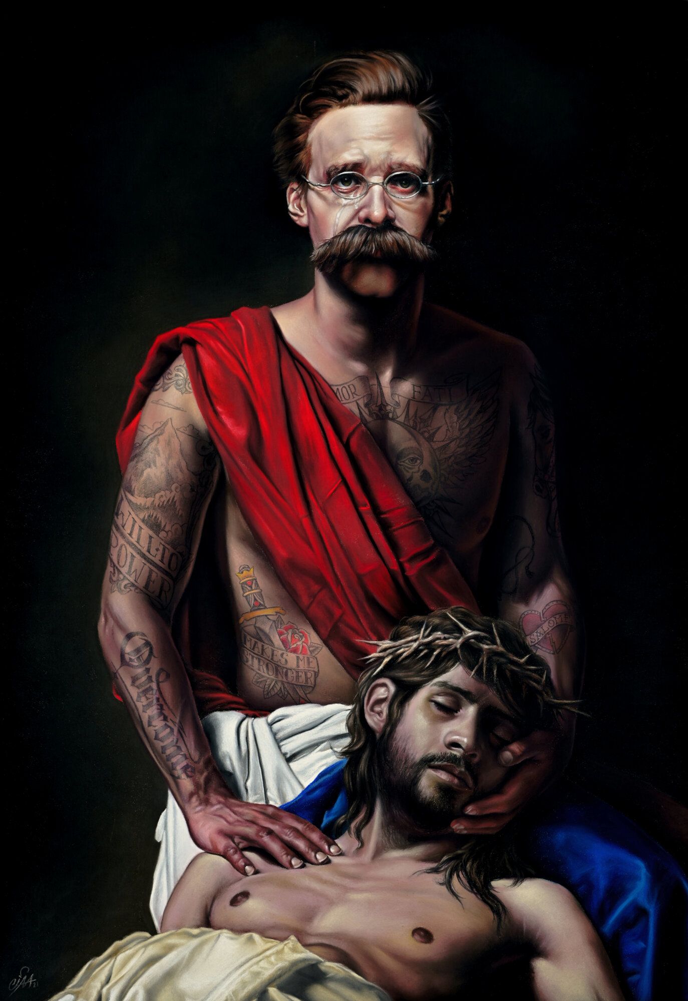 The Lamentation of Nietzsche — Soft pastel on paper by Cias