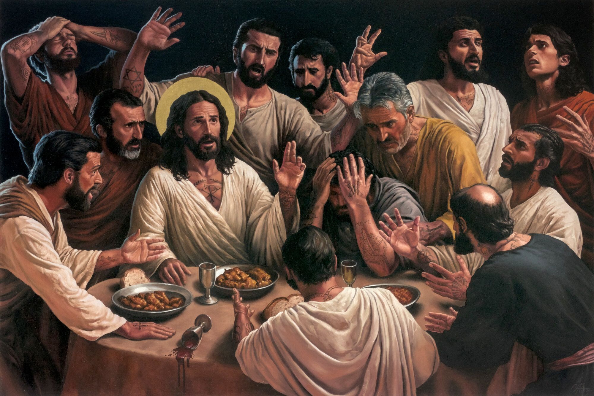 The Last Supper — Oil and gold leaf on wood by Cias